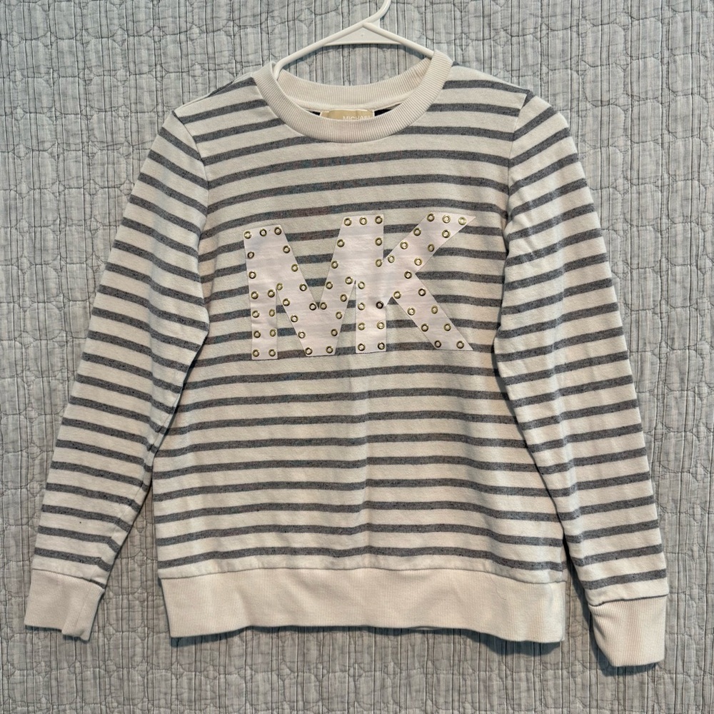 Michael Kors Navy and White Striped Top